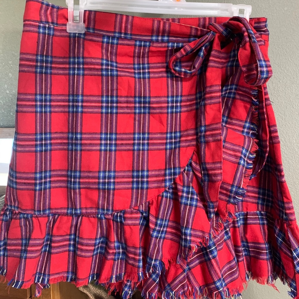 Red plaid skirt